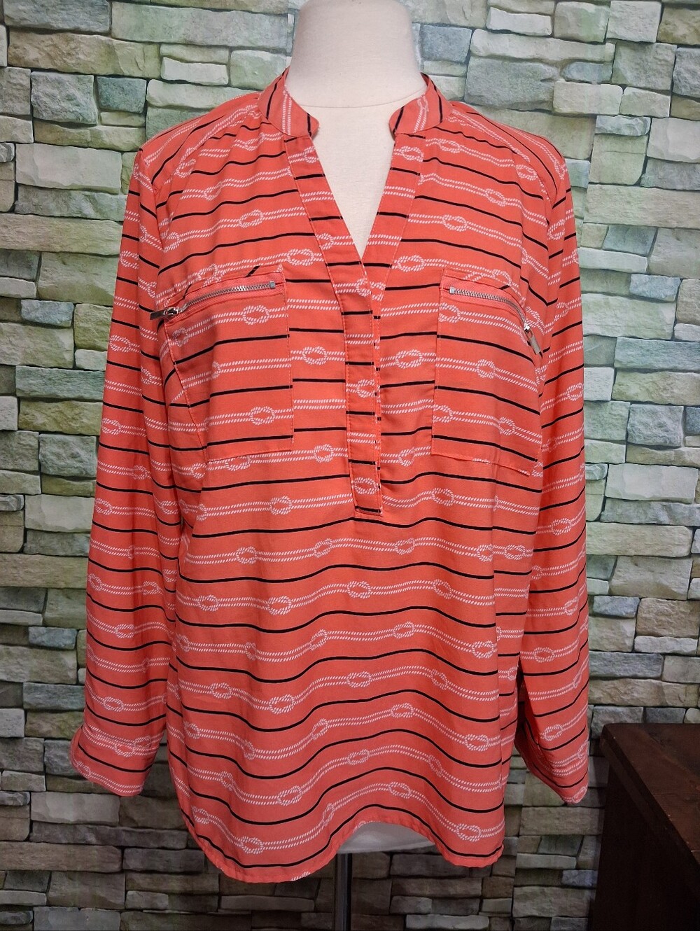 Kim Rogers 1X Curvy Peach Blouse Business Casual